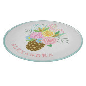 Ananas Rose Bouquet Pink Yellow Schneidebrett (Ecke)