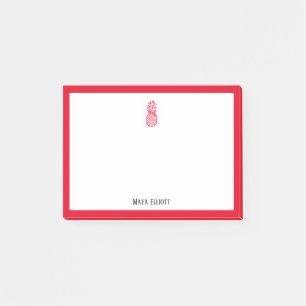 Ananas, rot und weiß, mit Namen Post-it Klebezettel