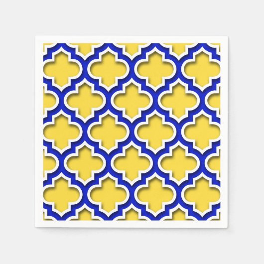 Ananas Royal Blue Whisky marokkanischer Quatrefoli Serviette (Vorderseite)