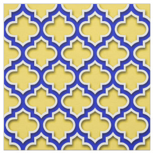 Ananas Royal Blue Whisky marokkanischer Quatrefoli Stoff