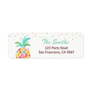 Ananas Rücksendeadresse Label Tropical Aloha Luau