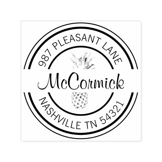 Ananas-Rücksendeadresse Runde selbstfärbende Brief Permastempel (Design)