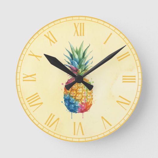 Ananas Runde Wanduhr (Vorderseite)