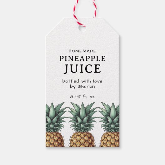 Ananas-Saft-Etikett Geschenkanhänger (Vorderseite)