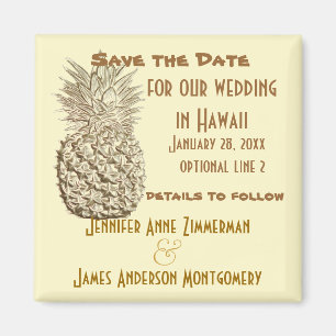 Ananas-Save the Date klassisches gelbes Gold Magnet