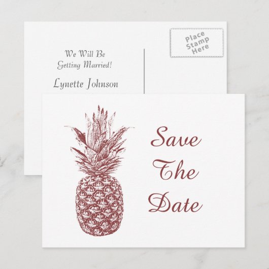 Ananas Save the Date Postkarten (Vorne/Hinten)