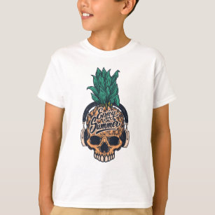 Ananas-Schädel mit Kopfhörern T-Shirt
