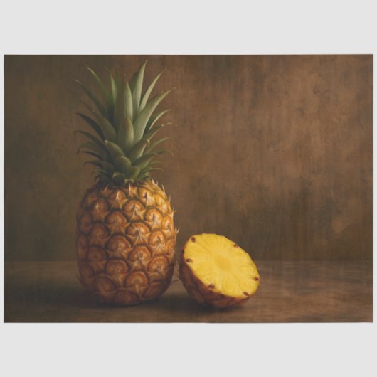 Ananas & Scheibe Rustikale Grunge-Decoupage Seidenpapier (Vorderseite)