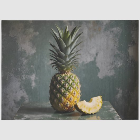 Ananas & Scheibe Rustikale Grunge-Decoupage Seidenpapier (Vorderseite)