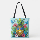 Ananas-Schmetterling-Hibiskus Tasche (Rückseite)