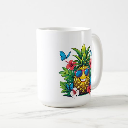 Ananas-Schmetterling Kaffeetasse (VorderseiteRechts)