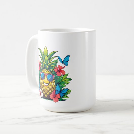 Ananas-Schmetterling Kaffeetasse (Vorderseite Links)