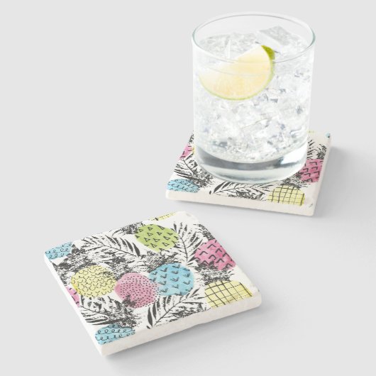 Ananas-Schmutz-Palmen Steinuntersetzer (Seitenansicht)