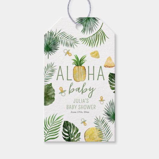 Ananas & Schnuller Aloha Baby Showroom Grün Geschenkanhänger (Vorderseite)