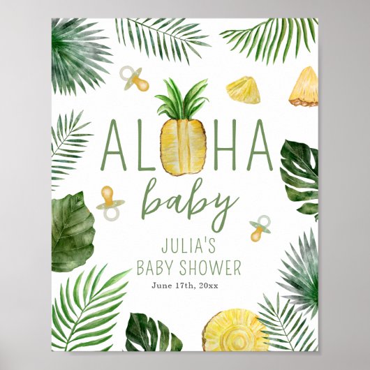 Ananas & Schnuller Aloha Baby Showroom Grün Poster (Vorne)