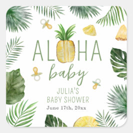 Ananas & Schnuller Aloha Baby Showroom Grün Quadratischer Aufkleber