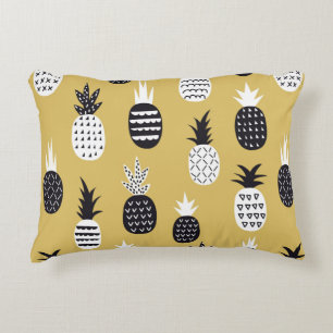 Ananas, schwarz und weiß, nahtloses Muster Dekokissen