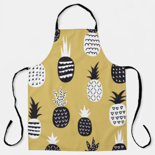 Ananas, schwarz und weiß, nahtloses Muster Schürze