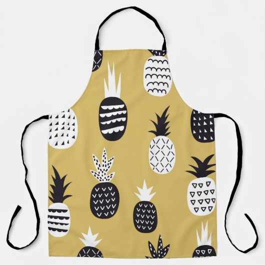 Ananas, schwarz und weiß, nahtloses Muster Schürze (Vorderseite)