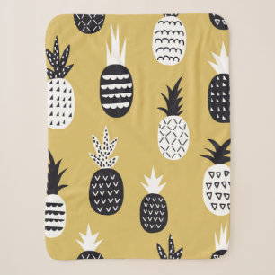 Ananas, schwarz und weiß, nahtloses Muster Sherpadecke