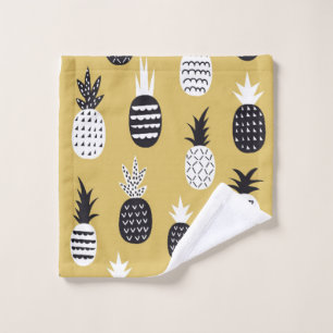Ananas, schwarz und weiß, nahtloses Muster Waschlappen