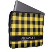 Ananas Schwarzer Buffalo Karo Karierter Name Monog Laptopschutzhülle (Vorne Rechts)