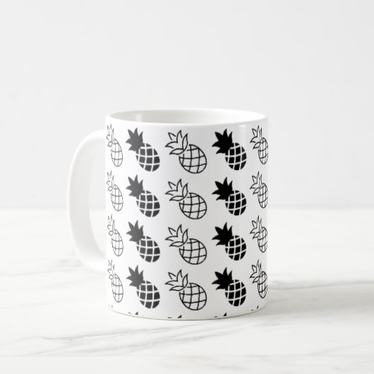Ananas Schwarzweißdesign Kaffeetasse (Vorderseite Links)