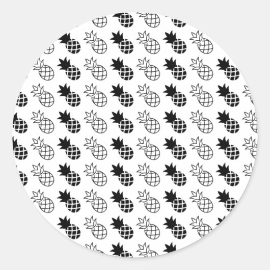 Ananas Schwarzweißdesign Runder Aufkleber (Vorderseite)