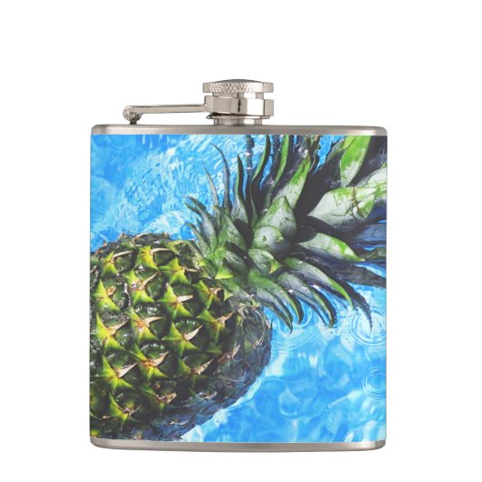 Ananas schweben im Wasser Friedlich Flachmann (Vorderseite)