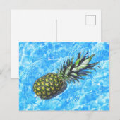 Ananas schweben im Wasser Friedlich Postkarte (Vorne/Hinten)