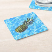 Ananas schweben im Wasser Friedlich Rechteckiger Pappuntersetzer (angewinkelt)