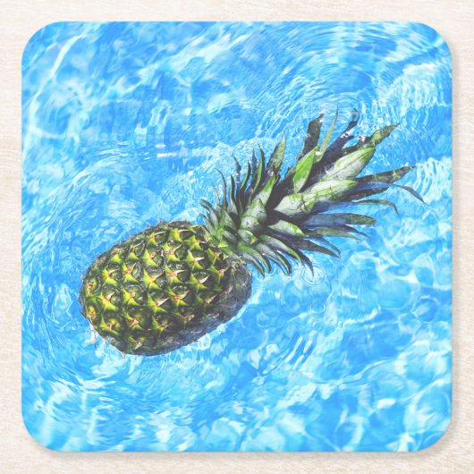 Ananas schweben im Wasser Friedlich Rechteckiger Pappuntersetzer (Vorderseite)
