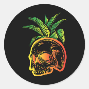 Ananas Skull Aloha Strände Hawaiian Goth Beängstig Runder Aufkleber