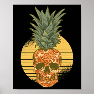 Ananas Skull Funny Aloha Strände Hawaiian Pinea Poster