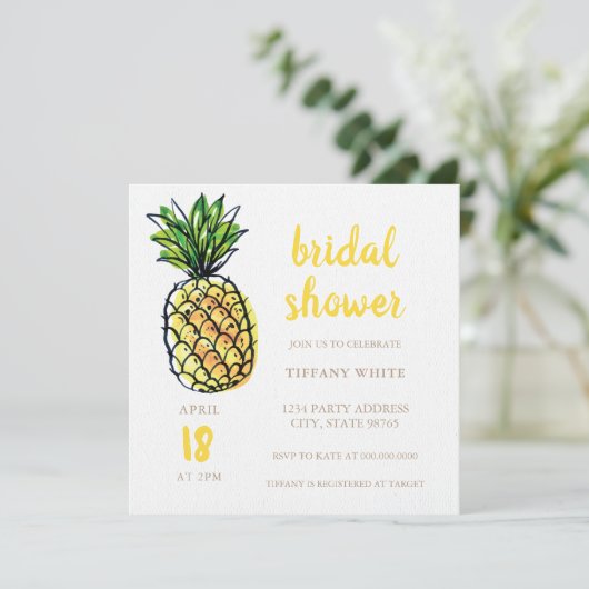 Ananas Sommer Bridal Dusche Einladung (Stehend Vorderseite)