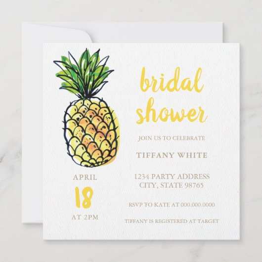Ananas Sommer Bridal Dusche Einladung (Vorderseite)
