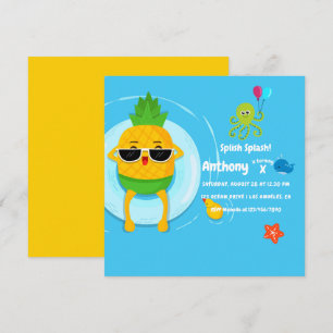 Ananas Sommer-Platscher-Spritzer-Kindergeburtstags Einladung