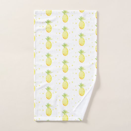 Ananas Sommer Süße tropische Wasserfarbenmuster Badhandtuch Set (Handtuch)