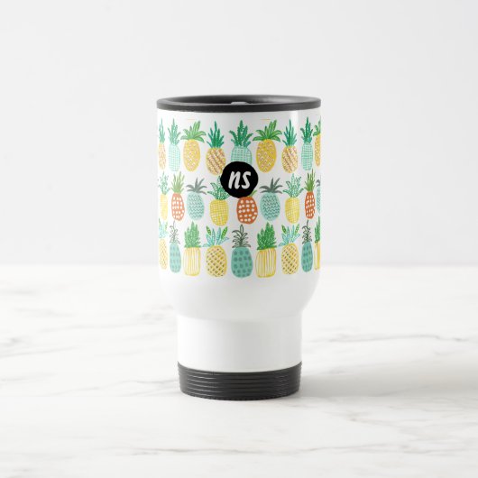 Ananas Sommermonogramm | Travel Mug Reisebecher (Mittel)