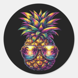 Ananas Sonnenbrille Aloha Beaches Hawaii Runder Aufkleber