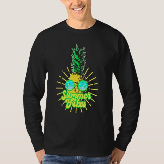 Ananas Sonnenbrille Strände Hawaiian Summer Vibes T-Shirt (Vorderseite)