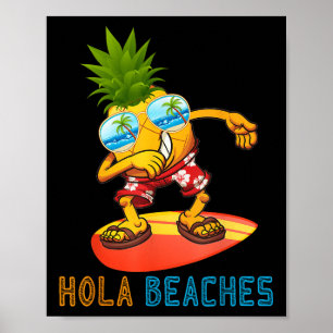 Ananas-Sonnenliegen trinken - Sommer-Hola-Strände Poster