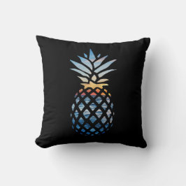 Ananas Sonnenuntergang und Blaue Ozeanwellen Kissen