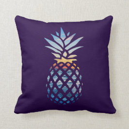 Ananas Sonnenuntergang und Blaue Ozeanwellen Kissen