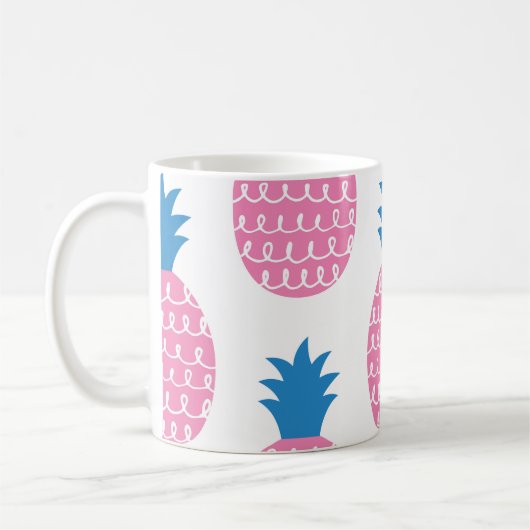 Ananas Spaß, Vintages Nahtloses Design. Kaffeetasse (Links)