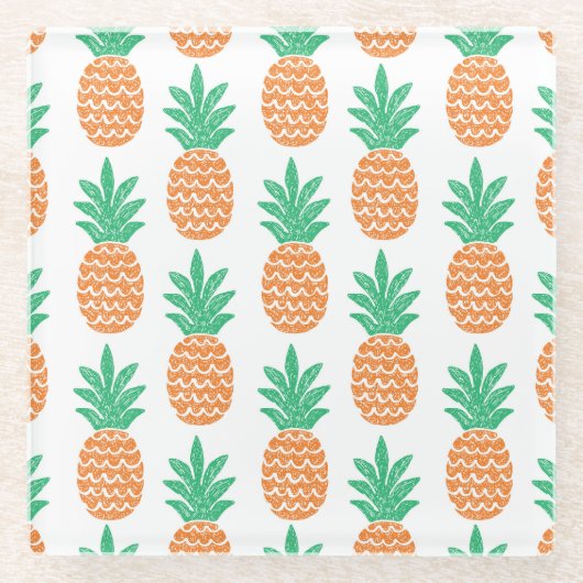 Ananas-Spiel: Fun Pattern Delight. Glasuntersetzer (Vorderseite)