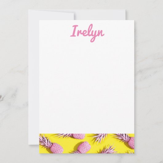 Ananas Stationär Rosa und Gelb Dankeskarte (Vorderseite)