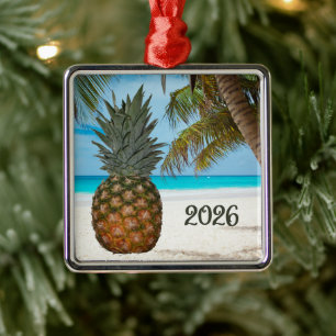 Ananas, Strand, Palme, Ozean, Ornament Aus Metall