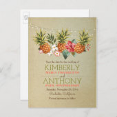 Ananas-Strandleuchten Save the Date Ankündigungspostkarte (Vorne/Hinten)