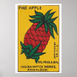 Ananas - Streichholzschachtel-Druck - Indien-Wandk Poster